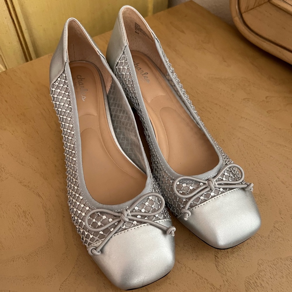“Charles David”. Zenith Silver Mesh dress pumps